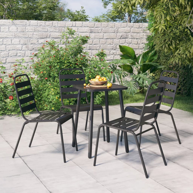 5 Piece Garden Dining Set Anthracite Steel