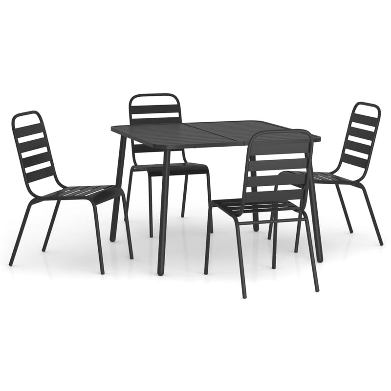 5 Piece Garden Dining Set Anthracite Steel