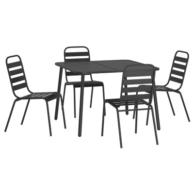 5 Piece Garden Dining Set Anthracite Steel