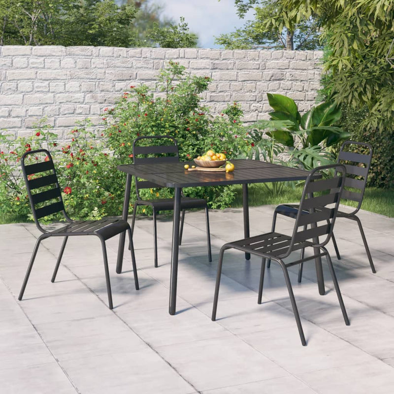 5 Piece Garden Dining Set Anthracite Steel