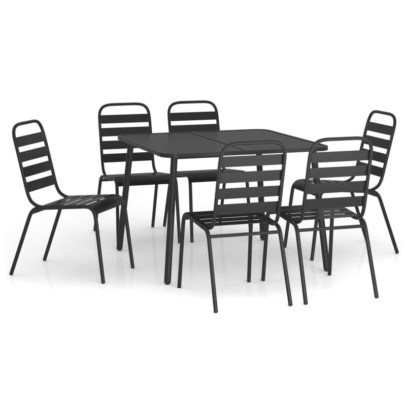 7 Piece Garden Dining Set Anthracite Steel