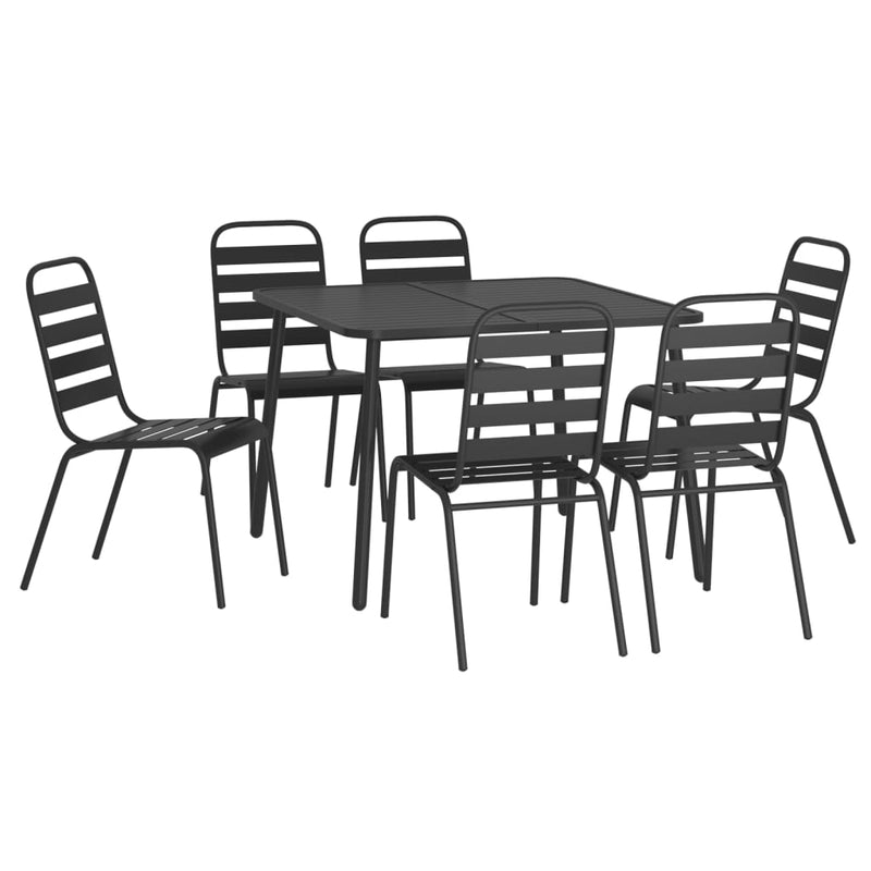 7 Piece Garden Dining Set Anthracite Steel