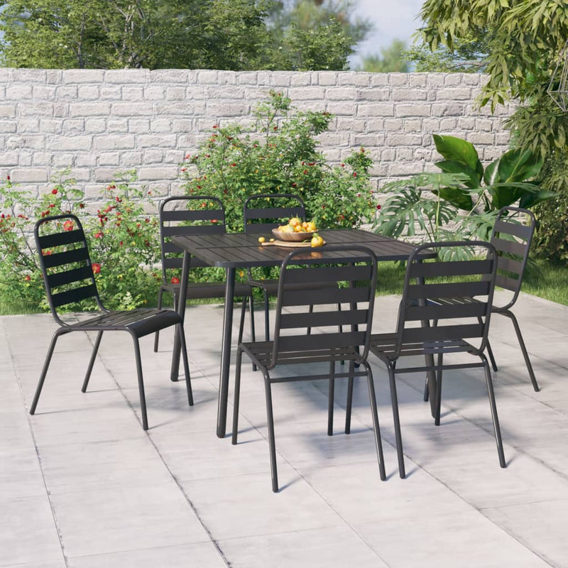 7 Piece Garden Dining Set Anthracite Steel