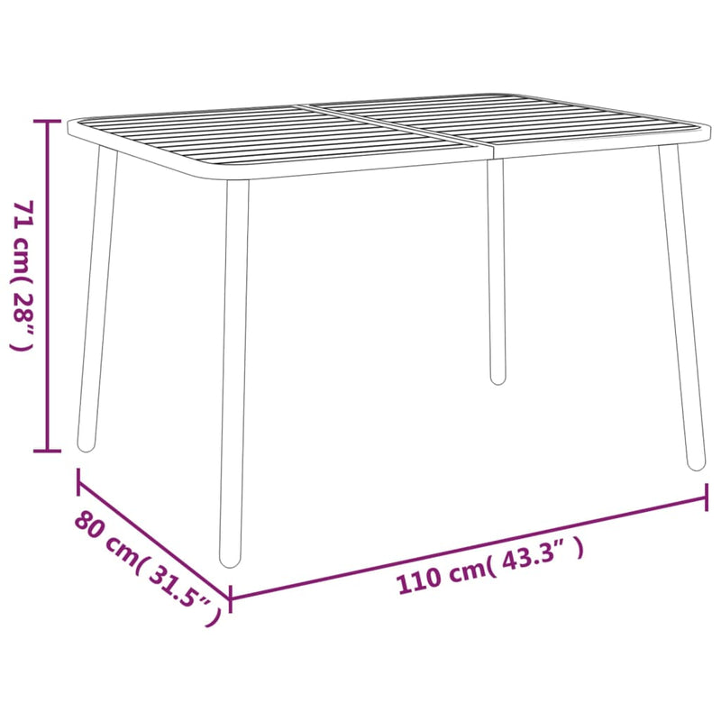 5 Piece Garden Dining Set Anthracite Steel