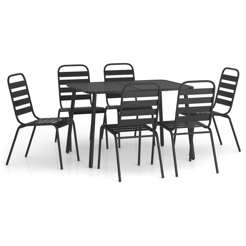 7 Piece Garden Dining Set Anthracite Steel