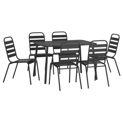 7 Piece Garden Dining Set Anthracite Steel