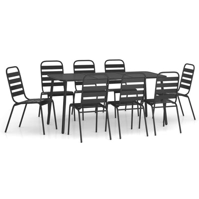 9 Piece Garden Dining Set Anthracite Steel