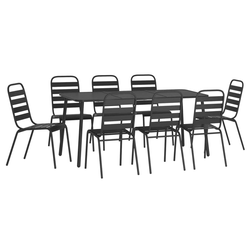 9 Piece Garden Dining Set Anthracite Steel