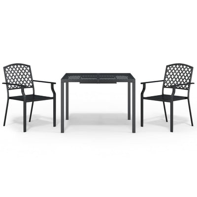 3 Piece Garden Dining Set Anthracite Steel