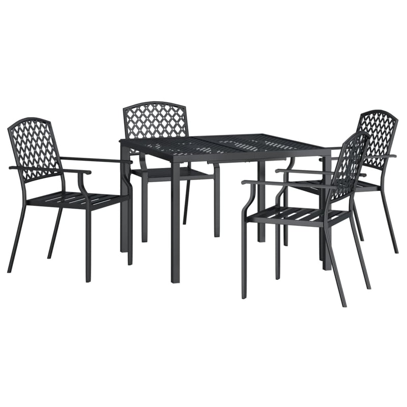 5 Piece Garden Dining Set Anthracite Steel