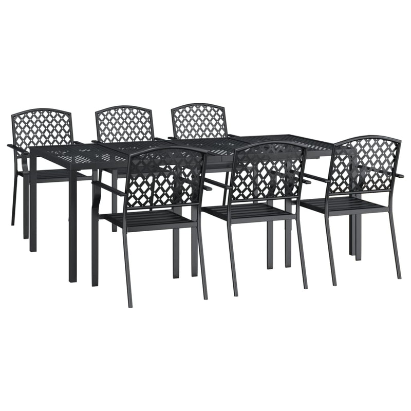 7 Piece Garden Dining Set Anthracite Steel