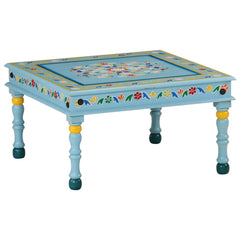Coffee Table Hand Painted Solid Wood Mango Turquoise