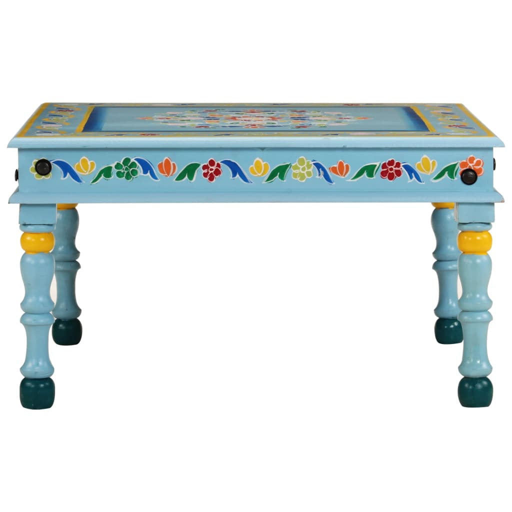 Coffee Table Hand Painted Solid Wood Mango Turquoise