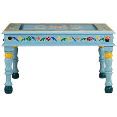 Coffee Table Hand Painted Solid Wood Mango Turquoise
