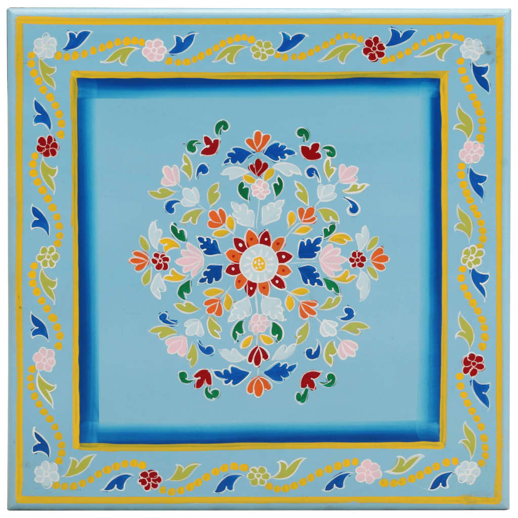 Coffee Table Hand Painted Solid Wood Mango Turquoise