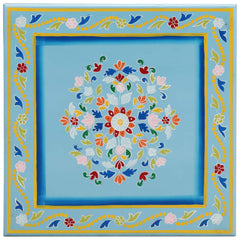 Coffee Table Hand Painted Solid Wood Mango Turquoise
