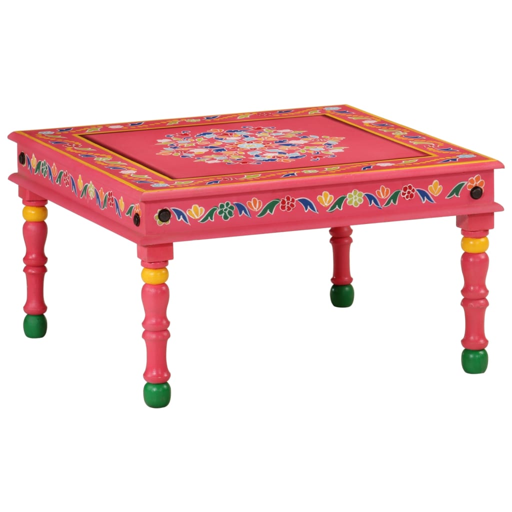 Coffee Table Hand Painted Solid Wood Mango Pink