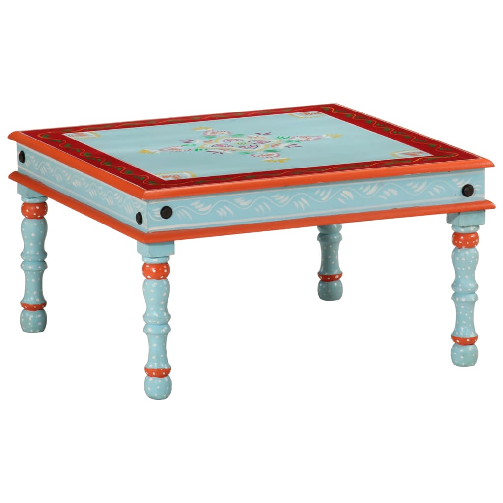 Coffee Table Hand Painted Solid Wood Mango Blue