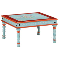 Coffee Table Hand Painted Solid Wood Mango Blue
