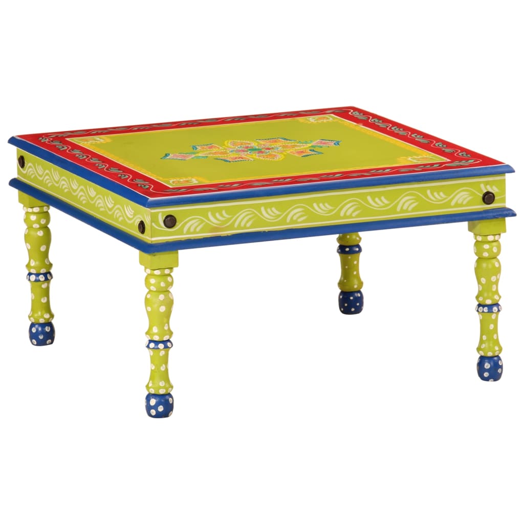 Coffee Table Hand Painted Solid Wood Mango Green