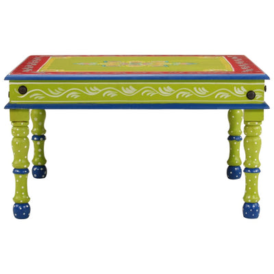 Coffee Table Green Hand Painted Solid Wood Mango