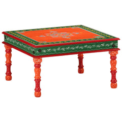 Coffee Table Hand Painted Solid Wood Mango Orange