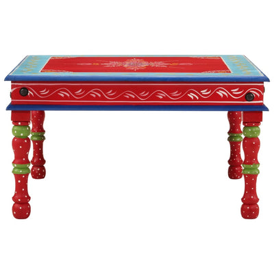 Coffee Table Red Hand Painted Solid Wood Mango