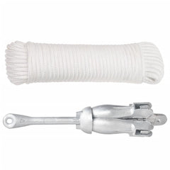vidaXL Folding Anchor with Rope Silver 4 kg Hot Dip Galvanized Cast Iron 2