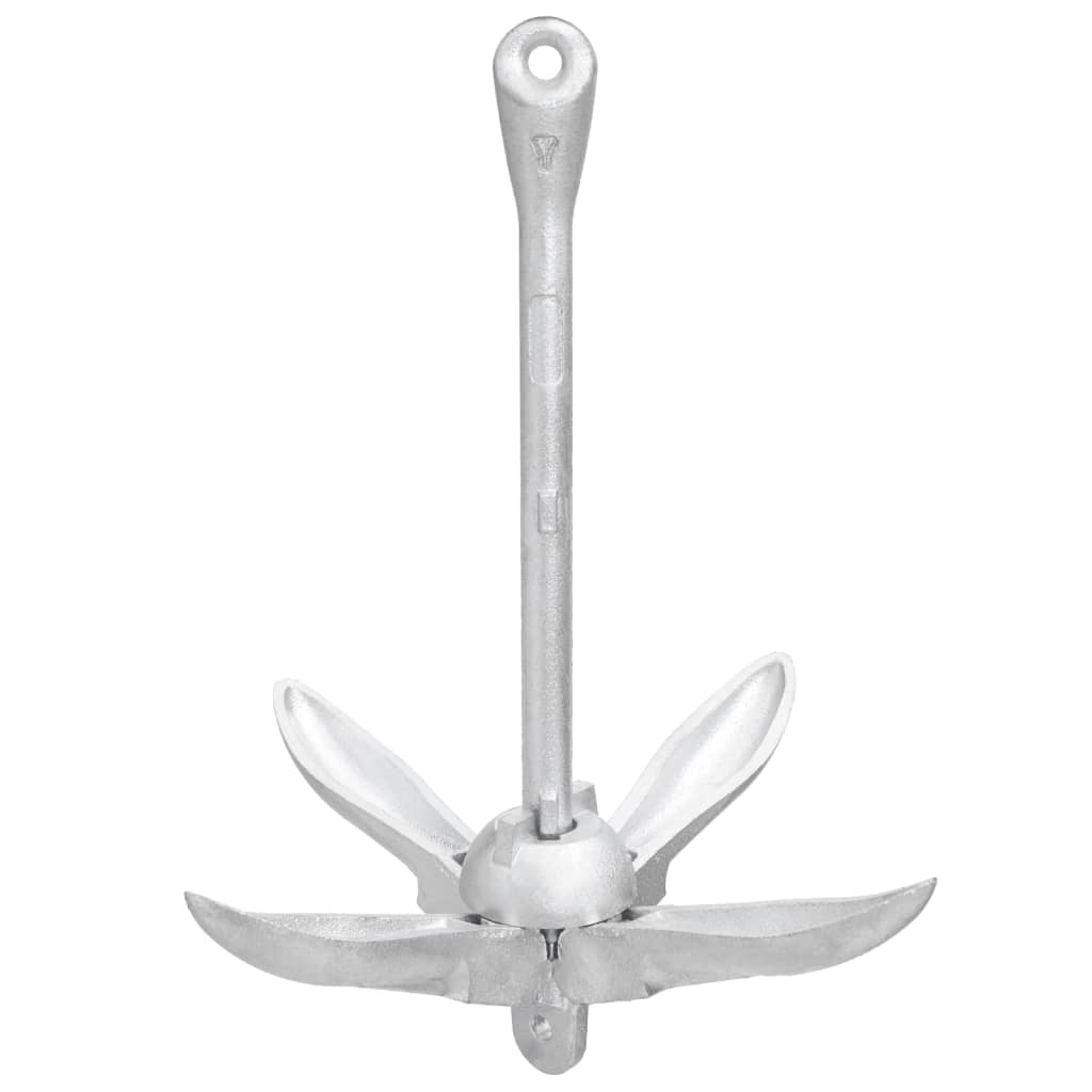 vidaXL Folding Anchor with Rope Silver 4 kg Hot Dip Galvanized Cast Iron 6
