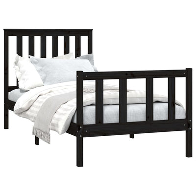 Bed Frame with Headboard Black 100x200 cm Solid Wood Pine