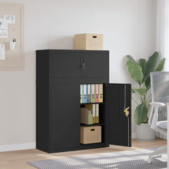 File Cabinet Steel Black 90 x 40 x 130 cm