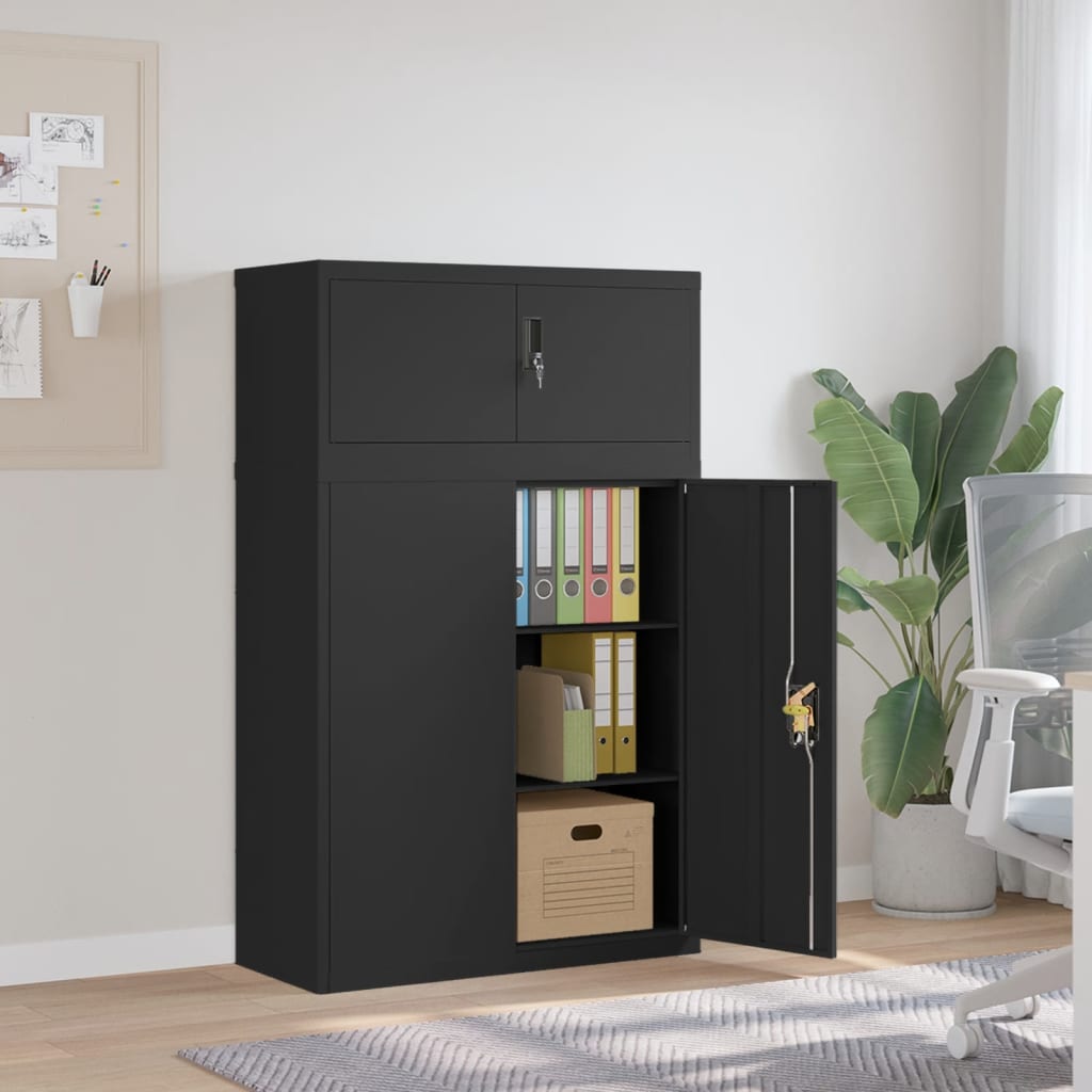 File Cabinet Steel Black 90 x 40 x 145 cm