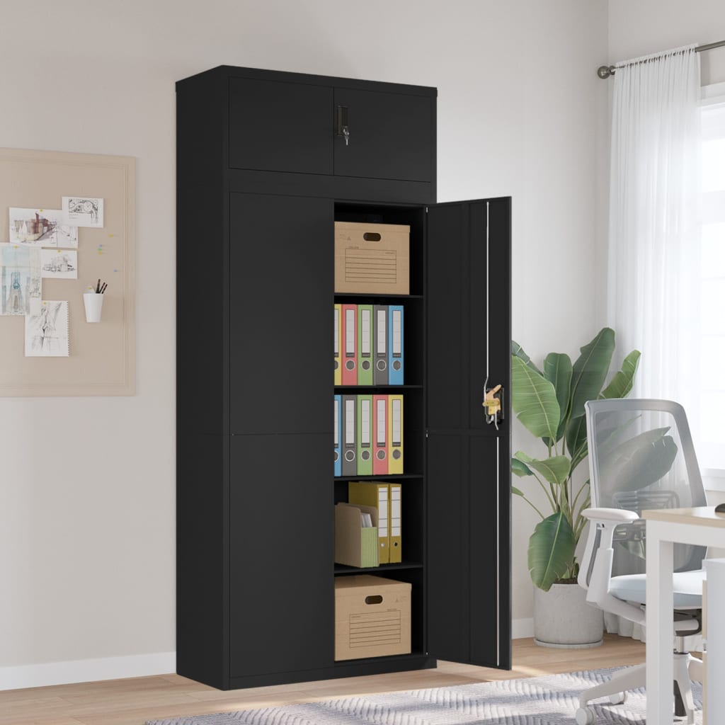 vidaXL File Cabinet Steel Black