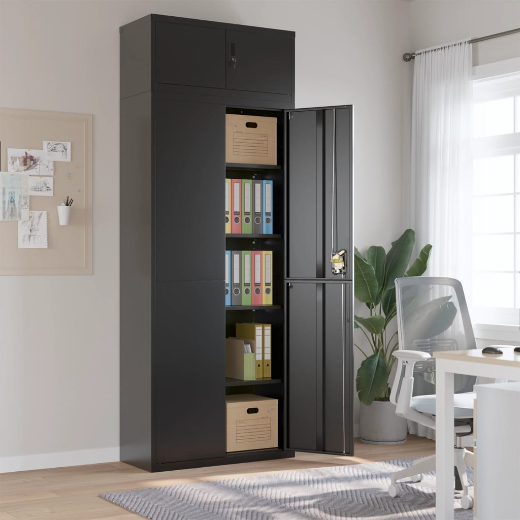 vidaXL File Cabinet Black 90x40x240 cm Steel 1