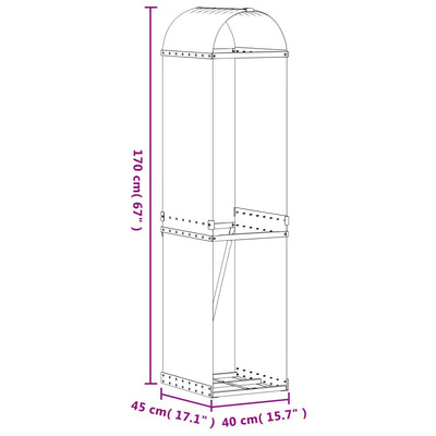 Log Holder Green 40x45x170 cm Galvanised Steel