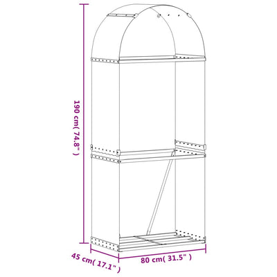 Log Holder Green 80x45x190 cm Galvanised Steel