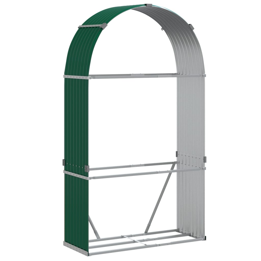vidaXL Log Holder Green 120x45x210 cm Galvanised Steel 2