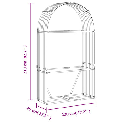 Log Holder Green 120x45x210 cm Galvanised Steel