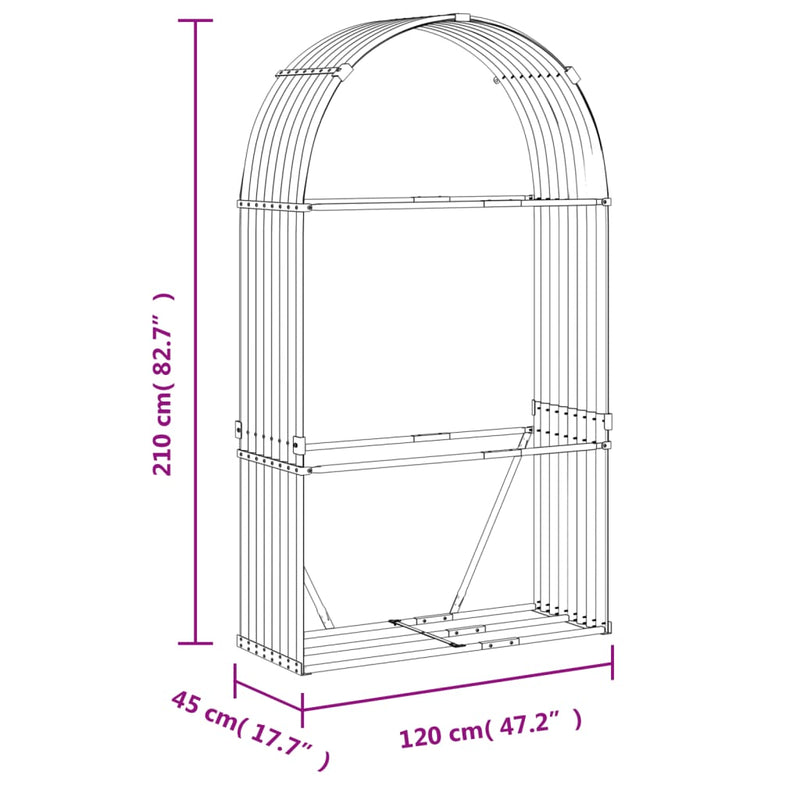 Log Holder Green 120x45x210 cm Galvanised Steel