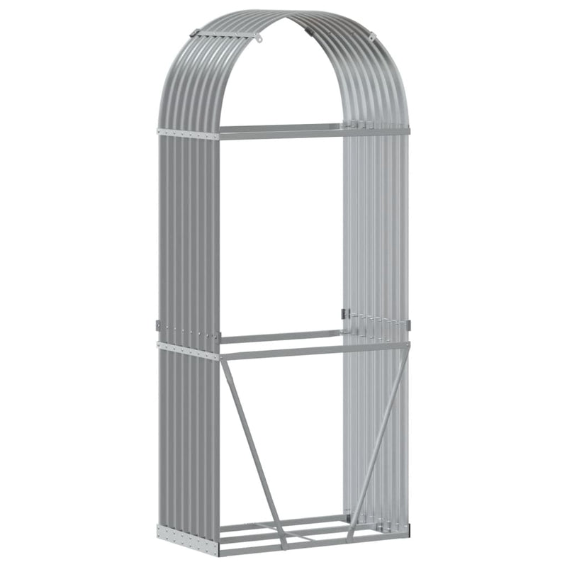 Log Holder Light Grey 80x45x190 cm Galvanised Steel