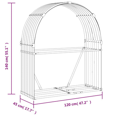 Log Holder Light Grey 120x45x140 cm Galvanised Steel