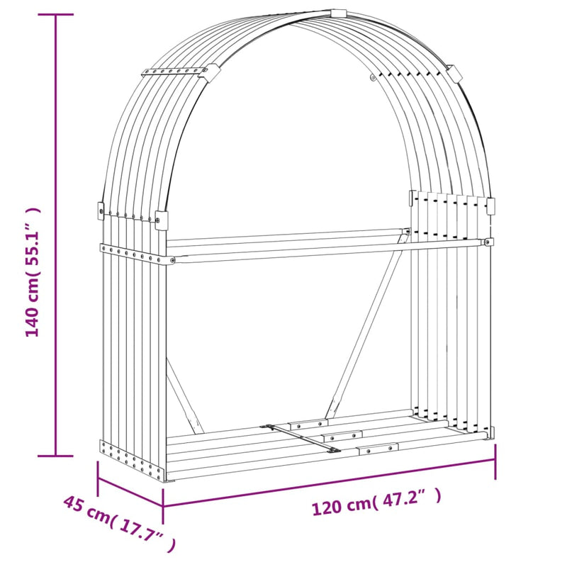 Log Holder Light Grey 120x45x140 cm Galvanised Steel