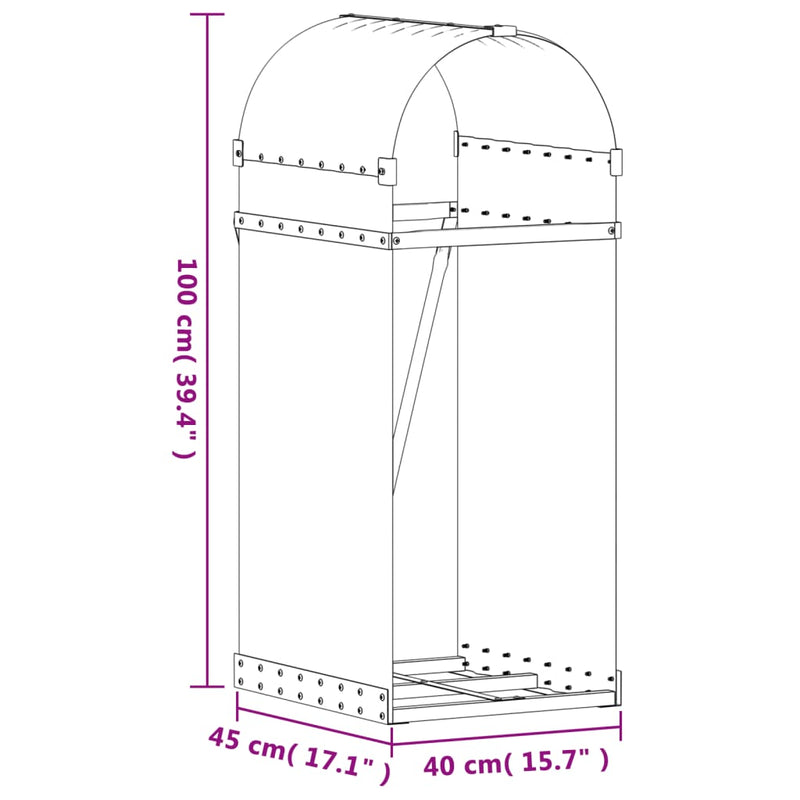 Log Holder Brown 40x45x100 cm Galvanised Steel