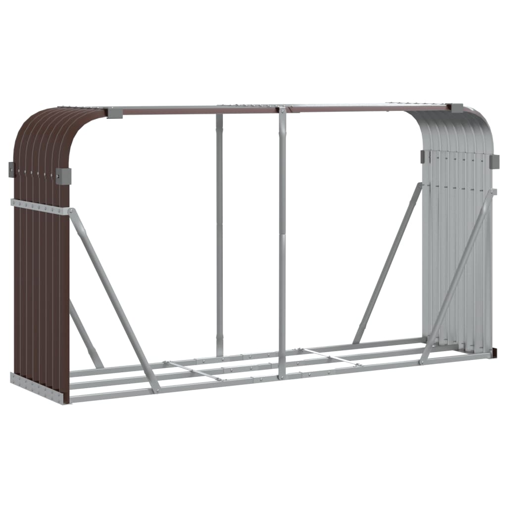 vidaXL Log Holder Brown 180x45x100 cm Galvanised Steel 2