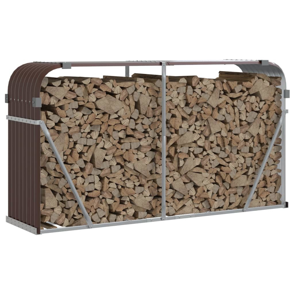vidaXL Log Holder Brown 180x45x100 cm Galvanised Steel 3