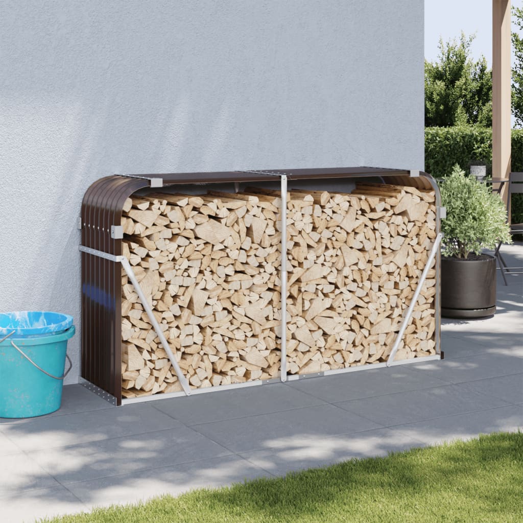 vidaXL Log Holder Brown 180x45x100 cm Galvanised Steel 1
