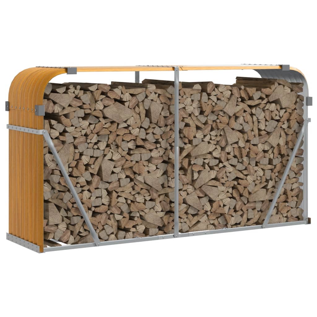 vidaXL Log Holder Wood Look 180x45x100 cm Galvanised Steel 3