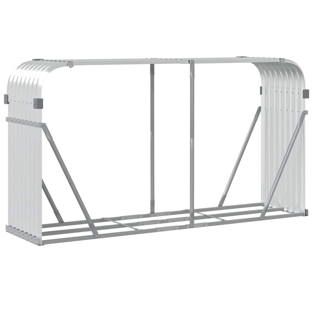 vidaXL Log Holder Silver 180x45x100 cm Galvanised Steel 6