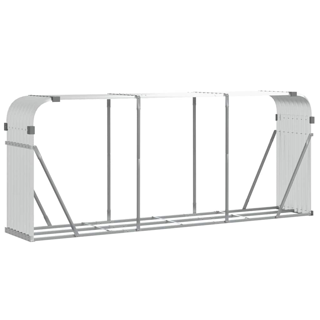 vidaXL Log Holder Silver 234x45x100 cm Galvanised Steel 2