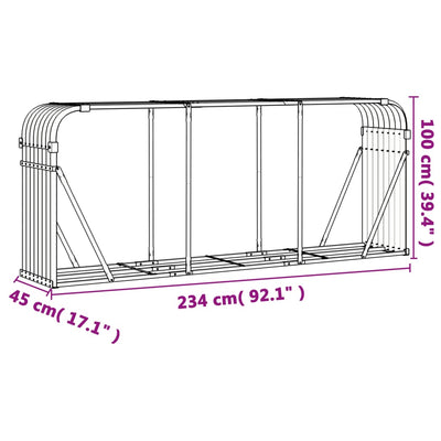 Log Holder Silver 234x45x100 cm Galvanised Steel